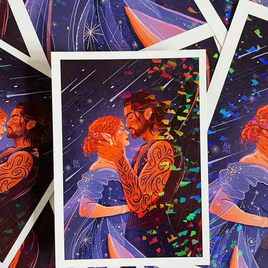 Nesta and Cassian Holographic Art Print