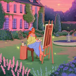 Painting in the Garden Art Print